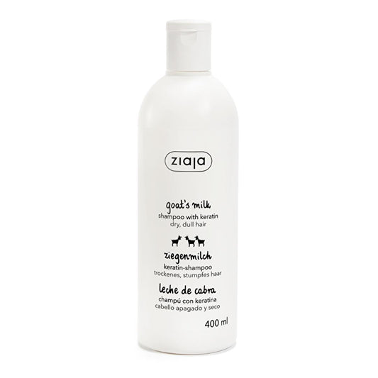 Ziaja Goat Milk & Keratin Shampoo: Repair, Strengthen & Volumize Dry, Damaged Hair - Gentle Cleansing, Increased Elasticity, Anti-Breakage