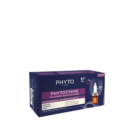 PHYTO Phytocyane Women's Hair Loss Treatment - 12 Ampoules x 5ml, Anti-Hair Loss Serum for Women