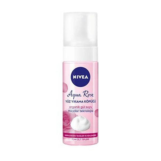 Nivea Aqua Rose Facial Cleansing Foam: Gentle Micellar Face Wash with Organic Rose Water for Sensitive Skin & Makeup Removal, 5.07 fl oz