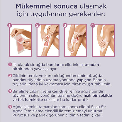 Sesu Sensitive Skin Wax Strips - Easy Hair Removal for Short Hair, Sugar-Free Formula
