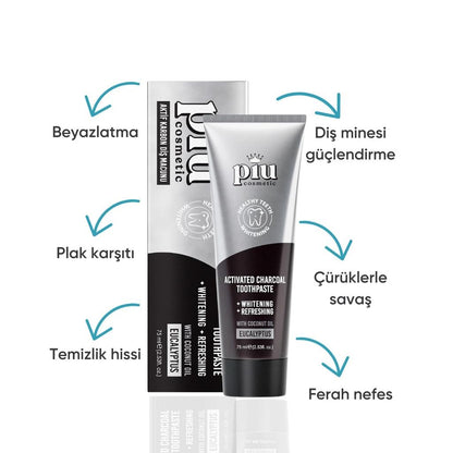 Piu Cosmetic Charcoal Teeth Whitening Toothpaste 75 ml