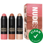 Sunkissed Skin Trio: Mini Bronzer Blush Highlighter Set for Radiant, No-Makeup Look | Clean, Creamy & Portable