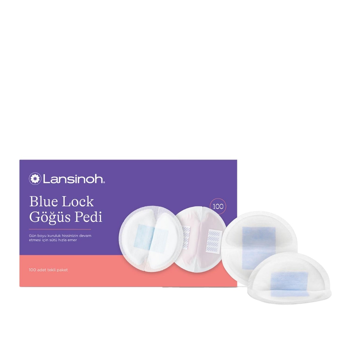 Lansinoh Blue Lock Breast Pads (100 Count) - Comfort & Absorbency for Breastfeeding Mothers