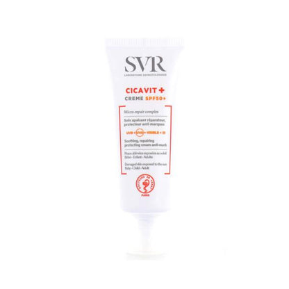 SVR Cicavit+ SPF50+ Creme 40ml - Water-Resistant Sunscreen for Sensitive Skin, Baby-Friendly, Moisturizing Sun Cream
