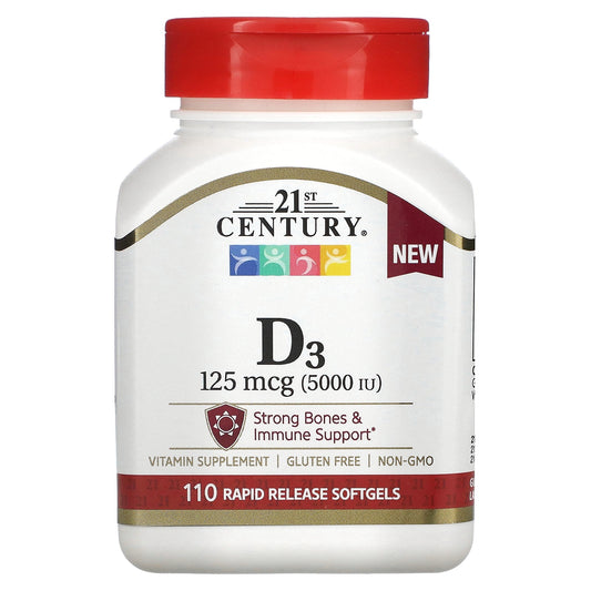 21st Century® Vitamin D3 – 125\mcg (5,000 IU) – 110 Softgels