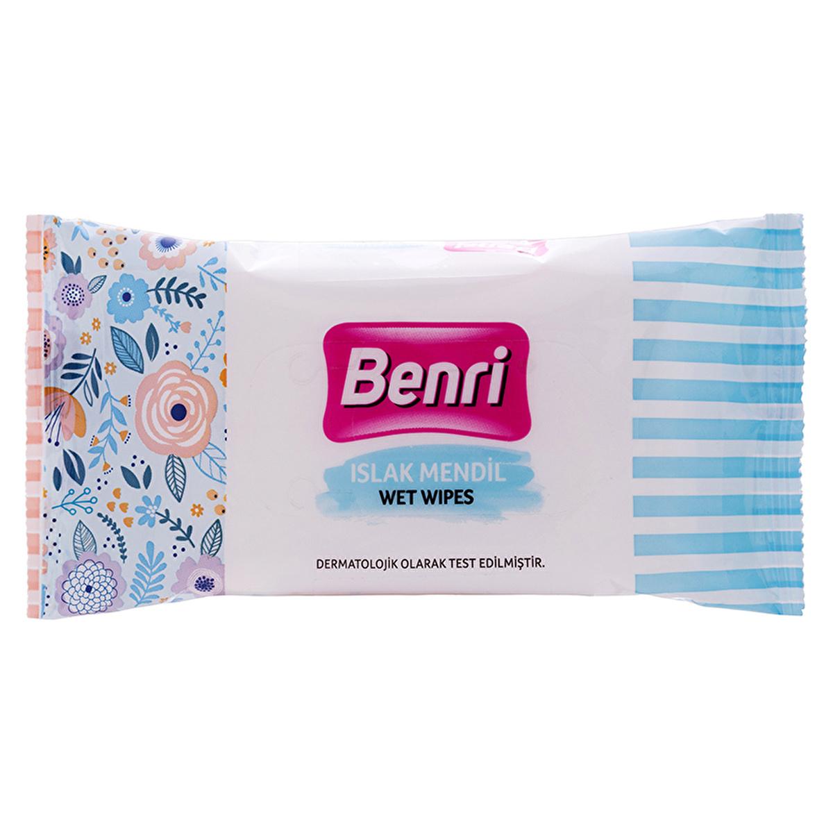Benri Wet Wipes 3-Pack of 15 - Gentle, Paraben-Free Hygiene on-the-Go