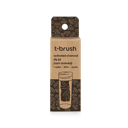 T-Brush Eco-Friendly Activated Charcoal Dental Floss - 30m, Vegan, Sustainable Oral Care