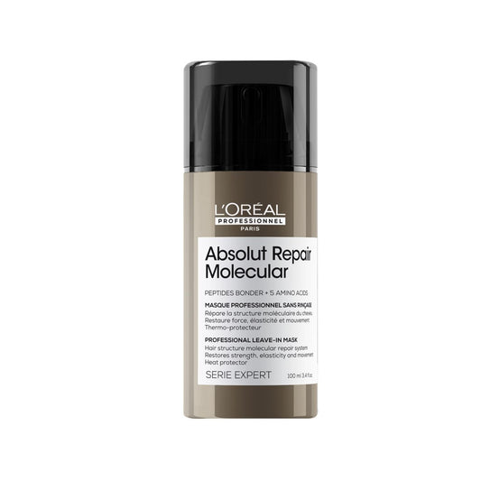 L'Oreal Professionnel Absolut Repair Molecular Leave-In Hair Mask: Intense Damaged Hair Treatment, Non-Rinse Repair for Split Ends, Salon Quality 100ml