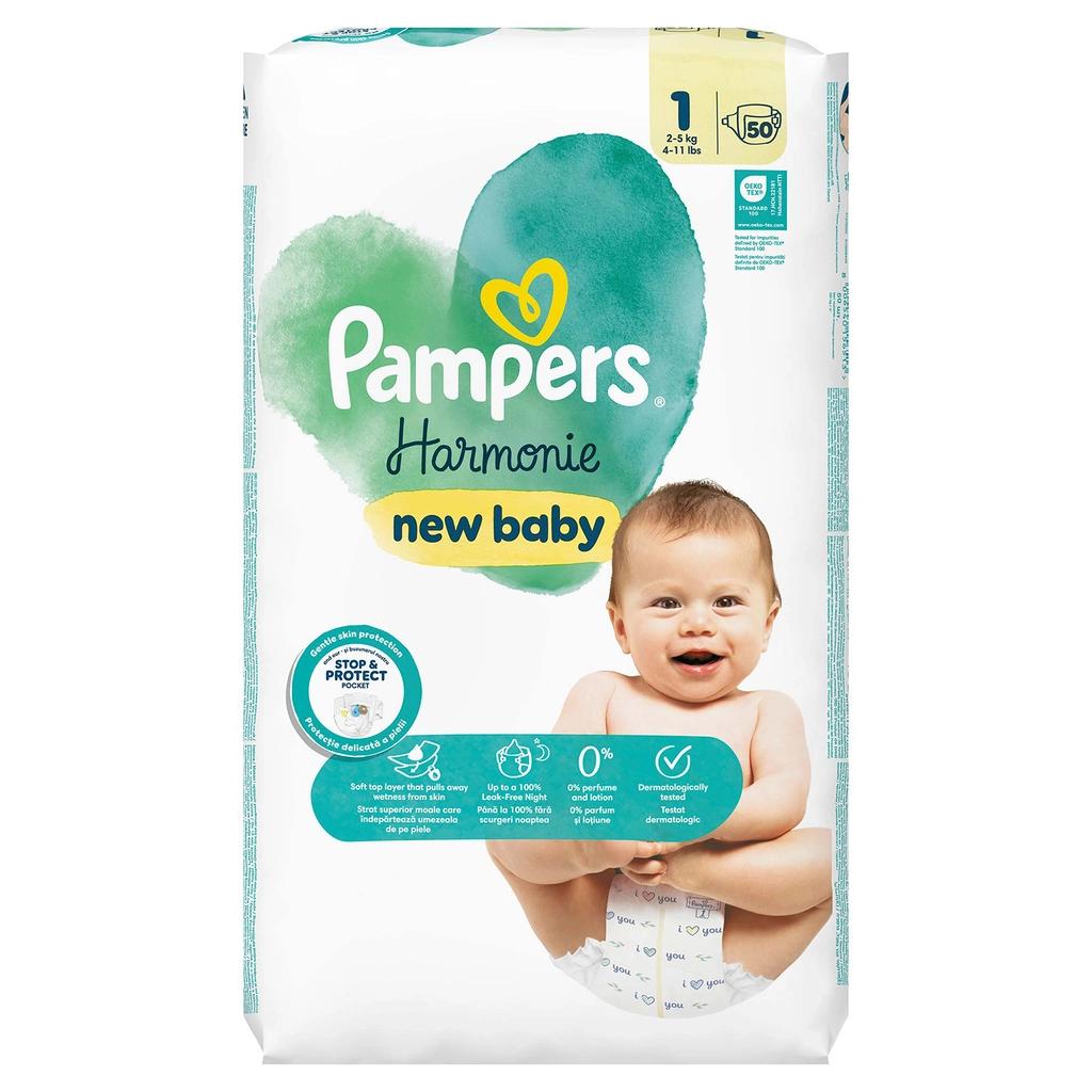 Prima Harmonie Size 1 Baby Diapers for Sensitive Skin 50 Count