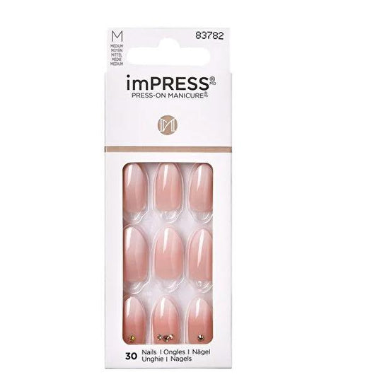 Impress Artificial Nails Goal Digger 30-Piece - Easy DIY Nail Kit with Adhesive Pre-Applied Nails