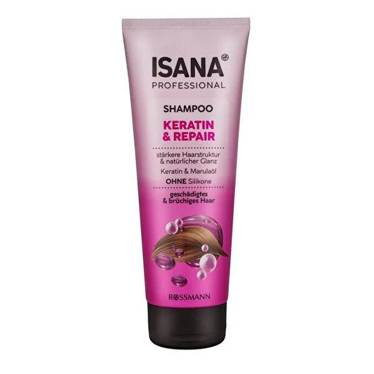 Isana Professional Keratin Shampoo - Repair Damaged Hair, Strengthen Brittle Hair & Reduce Split Ends - Silicone-Free Formula with Marula Oil