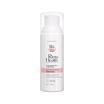 Rimu Health Hyaluronic Acid Daily Sunscreen - SPF UVA/UVB Protection, Lightweight, Moisturizing, Sensitive Skin - 50ml