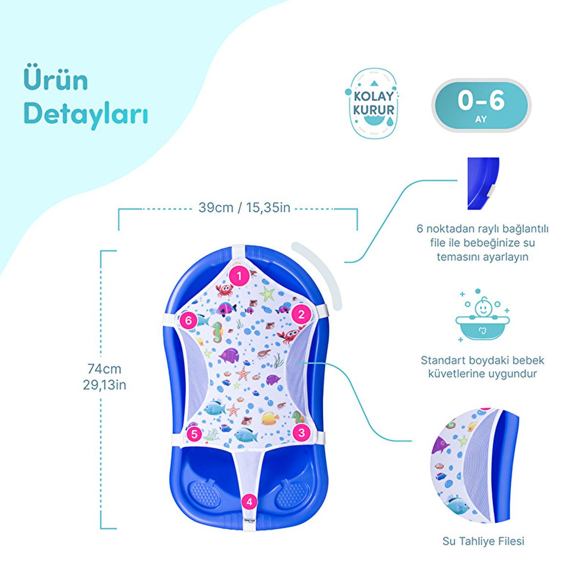 Sevi Bebe Baby Bath Mat - Adjustable, Anti-Bacterial, and Durable for Safe Bathing Experience