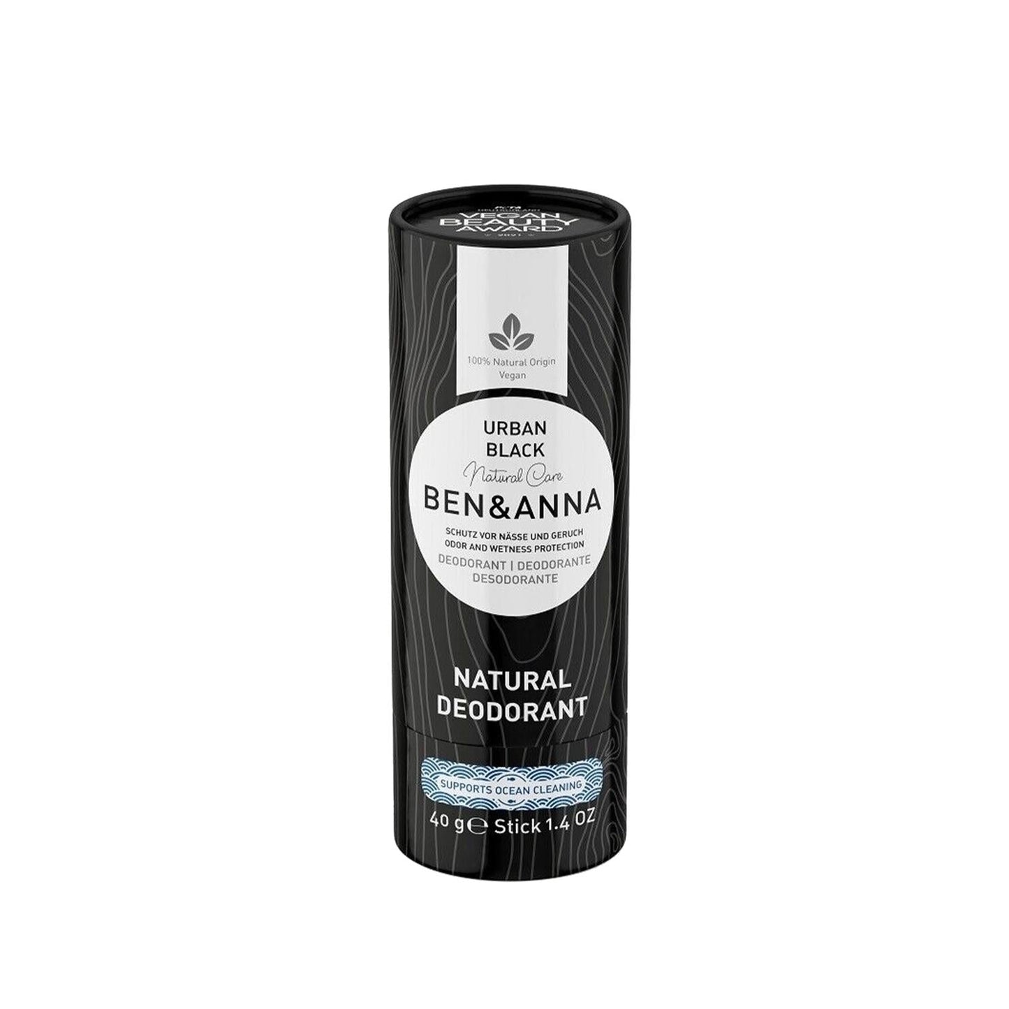BEN & ANNA Natural Deodorant, Urban Black - Chemical-Free, 40g