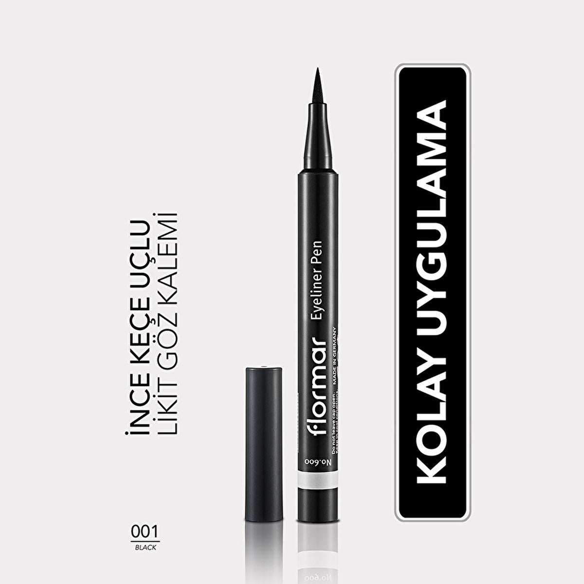 Flormar Matte Black Felt Tip Eyeliner: Intense Pigment, Long Lasting, Precise Liquid Definition - Smudge Proof for Dramatic Eyes