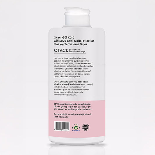 Otacı Natural Rose Water Micellar Makeup Cleansing Water - Gentle, Effective Makeup Removal for All Skin Types - 13.53 fl oz