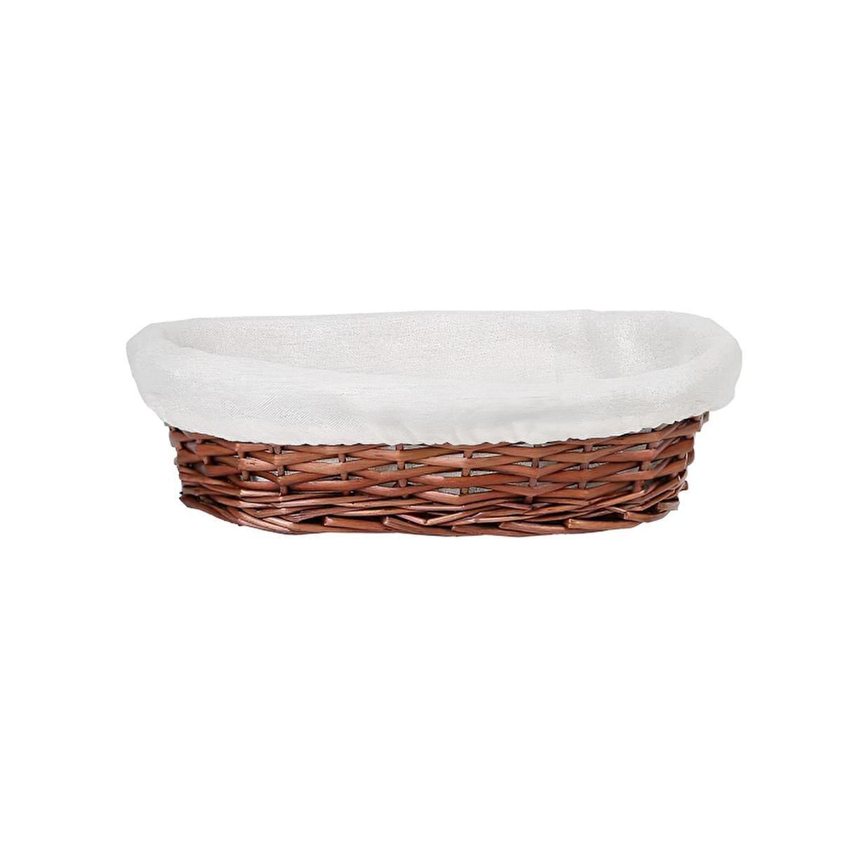 Lia Oval Wicker Bread Basket with Fabric Liner: Rustic Decorative Serving & Storage - Keeps Bread Fresh