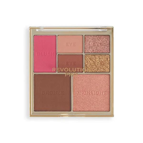 Revolution Pro Iconic Eye & Cheek Palette - Medium Deep: All-in-One Travel Makeup Palette for Eyeshadow, Bronzer, Highlighter, Blush - Vegan & Cruelty-Free