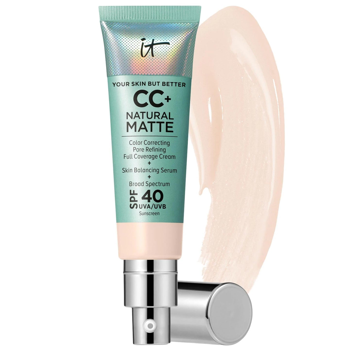 CC+ Cream Natural Matte Foundation with SPF 40 - Full Coverage, Vegan, Non-Comedogenic