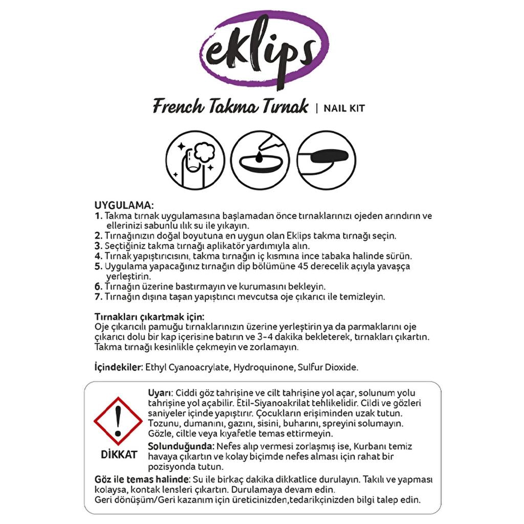 Eklips French Beige Square Press-On Nails 24 Count