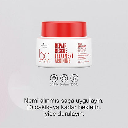 Bonacure Clean Rescue Hair Mask: Intensive Repair for Damaged Hair, Vegan & Silicone-Free - Deep Conditioning & Breakage Treatment