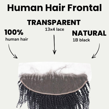 Afro Kinky Curly 13x4 Transparent Lace Human Hair Frontal