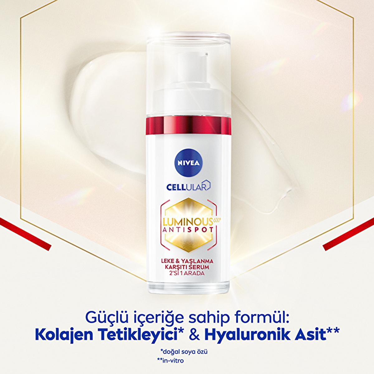 Nivea Luminous630 Anti-Aging Serum: Reduce Dark Spots & Wrinkles, Hyaluronic Acid & Collagen, Firm & Hydrate Skin