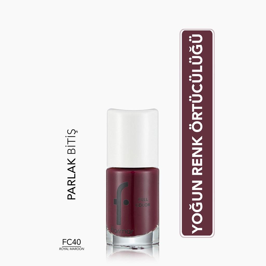 Flormar Full Color High-Pigment Nail Polish FC40 Royal Maroon