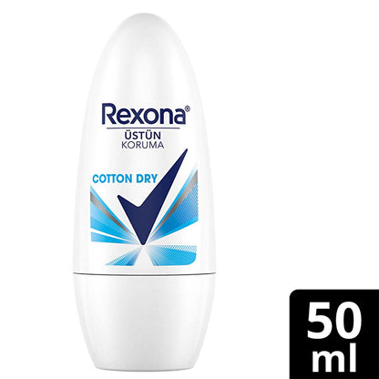Rexona Cotton Dry Roll-On Deodorant for Women: 72-Hour Protection, Hypoallergenic, and Soft Cotton Extracts - Stay Fresh All Day.
