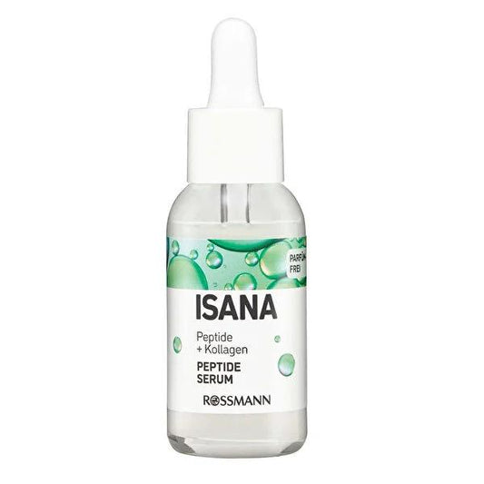 Isana Anti-Aging Serum with Peptides, Collagen & Hyaluronic Acid - Fragrance-Free, Dermatologically Tested - 30ml