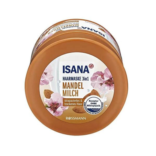 Isana Hair Mask Three-in-One Almond Milk 8.45 fl oz - Nourishing, Silicone-Free Hair Care for Dry & Damaged Hair