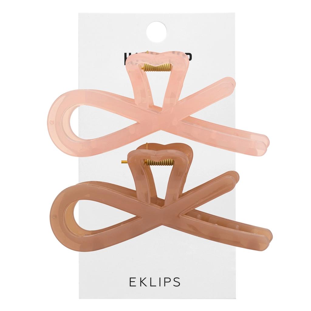 Eklips Frosted Figure Hair Clips Pink & Brown 2-Pack