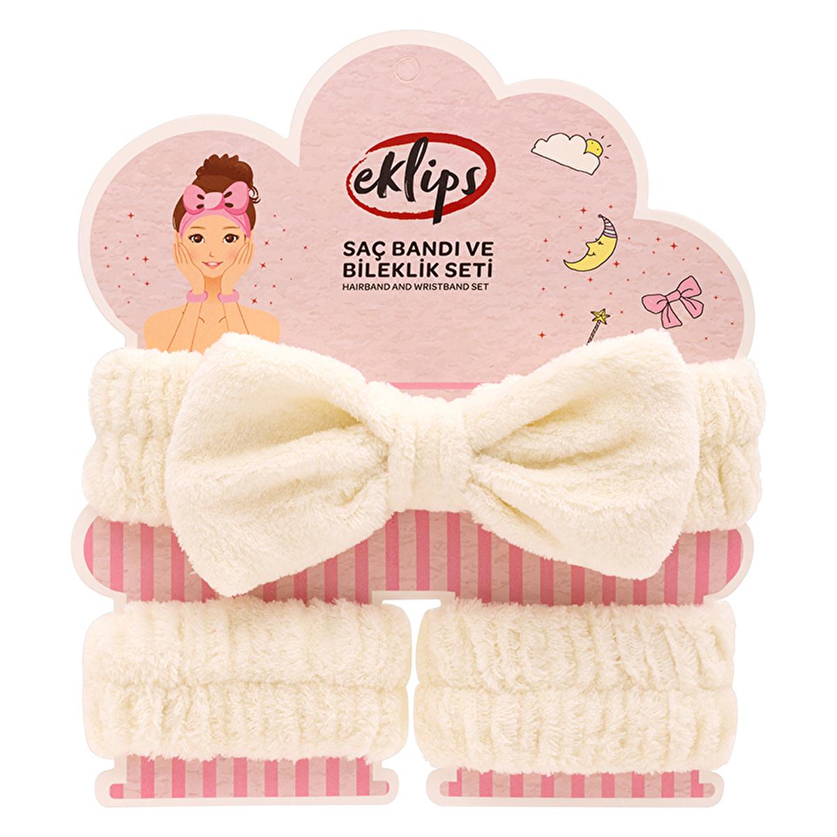 Eklips Spa Headband and Wristband Set: Soft Elastic Headband for Makeup & Skincare - Keep Hair Away, Absorb Water Droplets with Comfort.