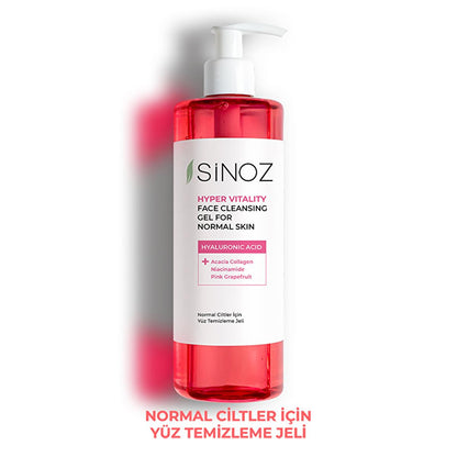 Sinoz Hydrating Facial Cleanser for Normal Skin: Gentle Daily Face Wash with Hyaluronic Acid, Pink Grapefruit & Acacia Collagen - Brightens & Moisturizes (400ml)