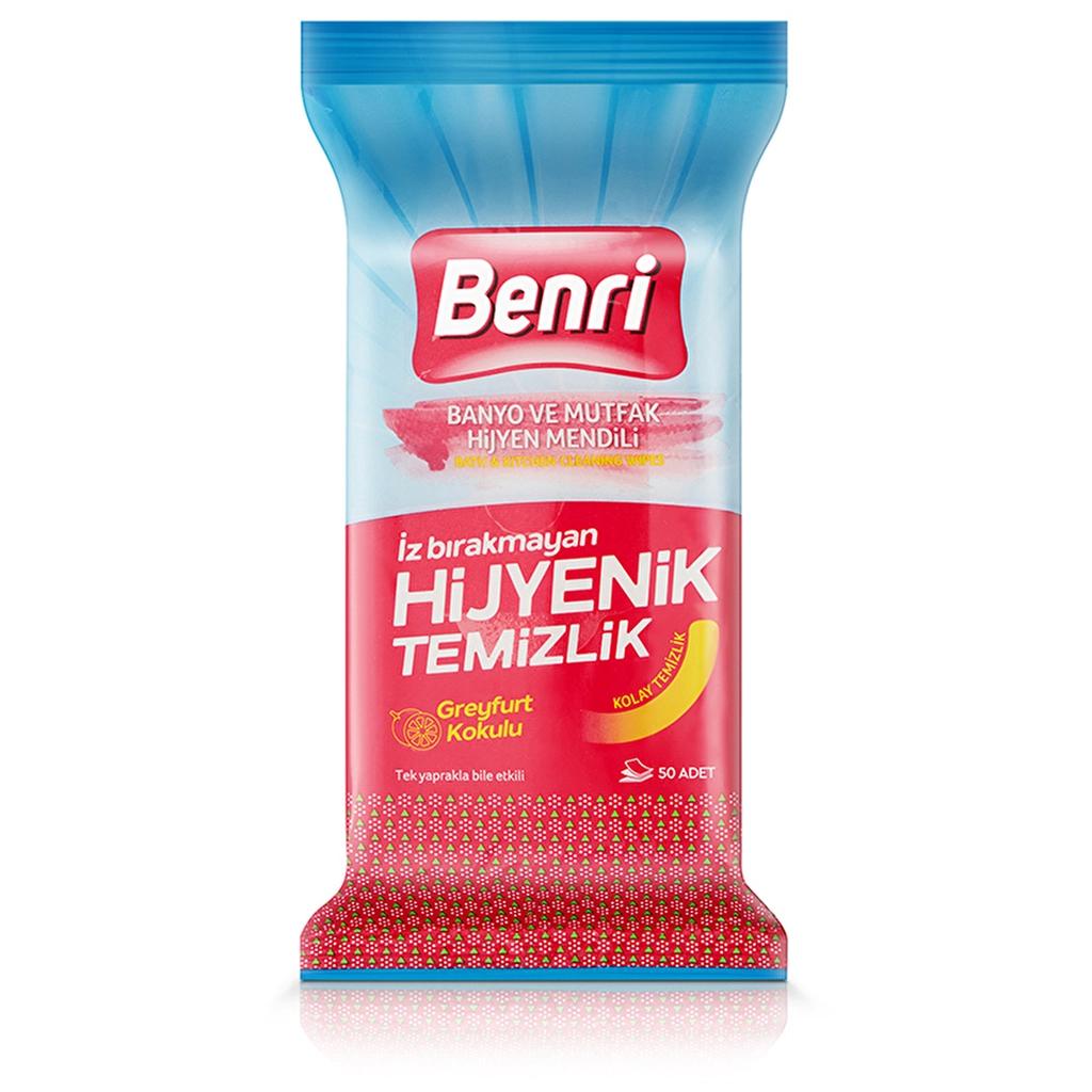 Benri Bath & Kitchen Hygiene Wipes 50 Count