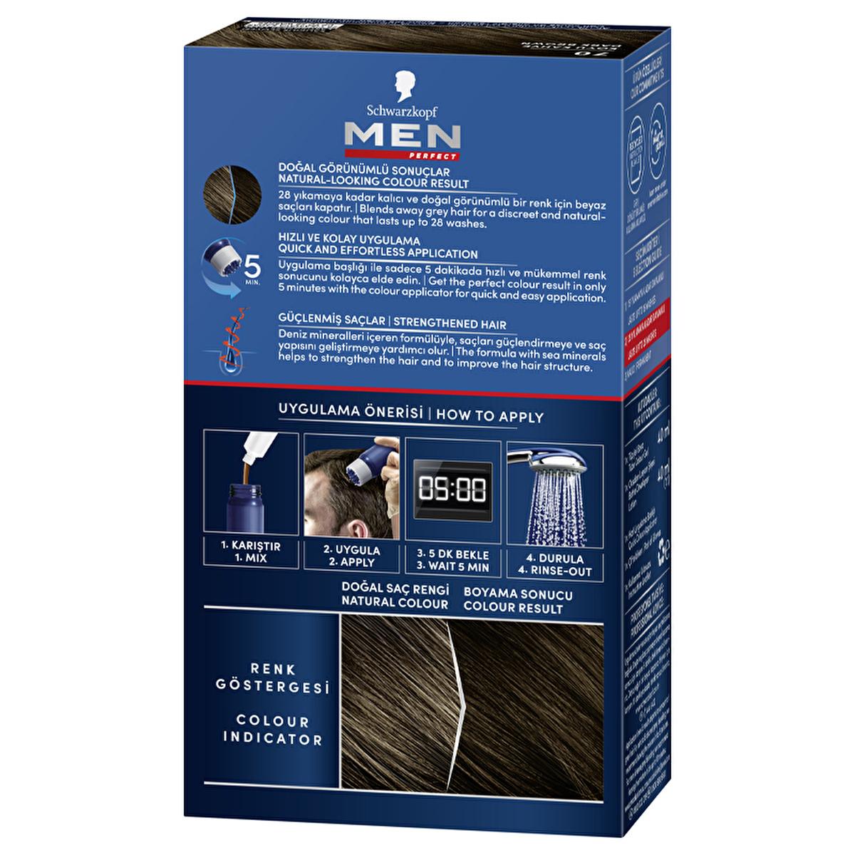 Men Perfect 70 Dark Brown Hair Dye - Men's Hair Dye for Grey Hair Coverage
