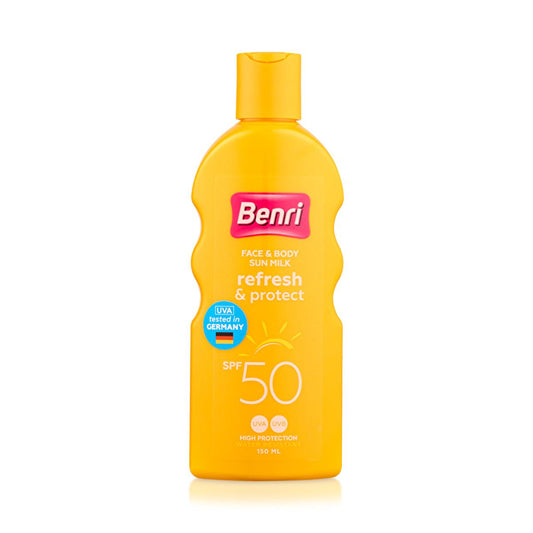 Benri 50 SPF Sunscreen Lotion: Superior UVA/UVB, Water Resistant Sun Protection For Sensitive Skin - 150ml