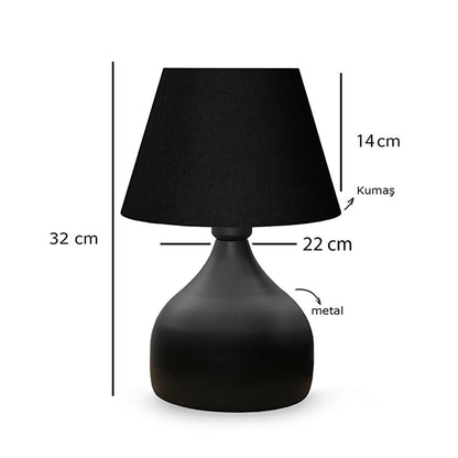 Homing Milano Metal Body Black Fabric Shade Table Lamp - Modern Home Decor Lighting with Adjustable Cord