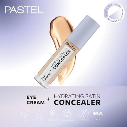 Pastel Makeup Eye Cream + Hydrating Concealer: Brighten, Cover Dark Circles & Hydrate - Long Lasting Satin Finish for Tired Eyes