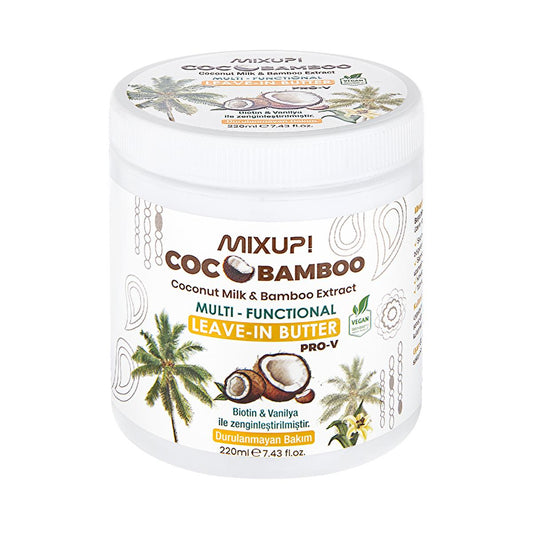 Mixup. CocoBamboo Hair Leave-In Treatment: Repair, Hydrate & Shine with Coconut Oil & Bamboo for Dry, Damaged Hair - 7.44 fl oz