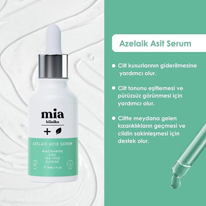 Mia Klinika Azelaic Acid Serum: Acne, Blemish & Hyperpigmentation Treatment | Tea Tree Oil & Zinc Infused | Reduce Redness & Even Skin Tone