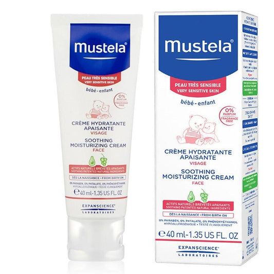 Mustela Baby Moisturizing Cream - Natural, Vegan, Fragrance-Free for Sensitive Skin - 40ml