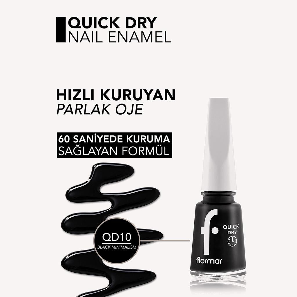 Flormar Quick Dry Nail Polish 010 Black Minimalism