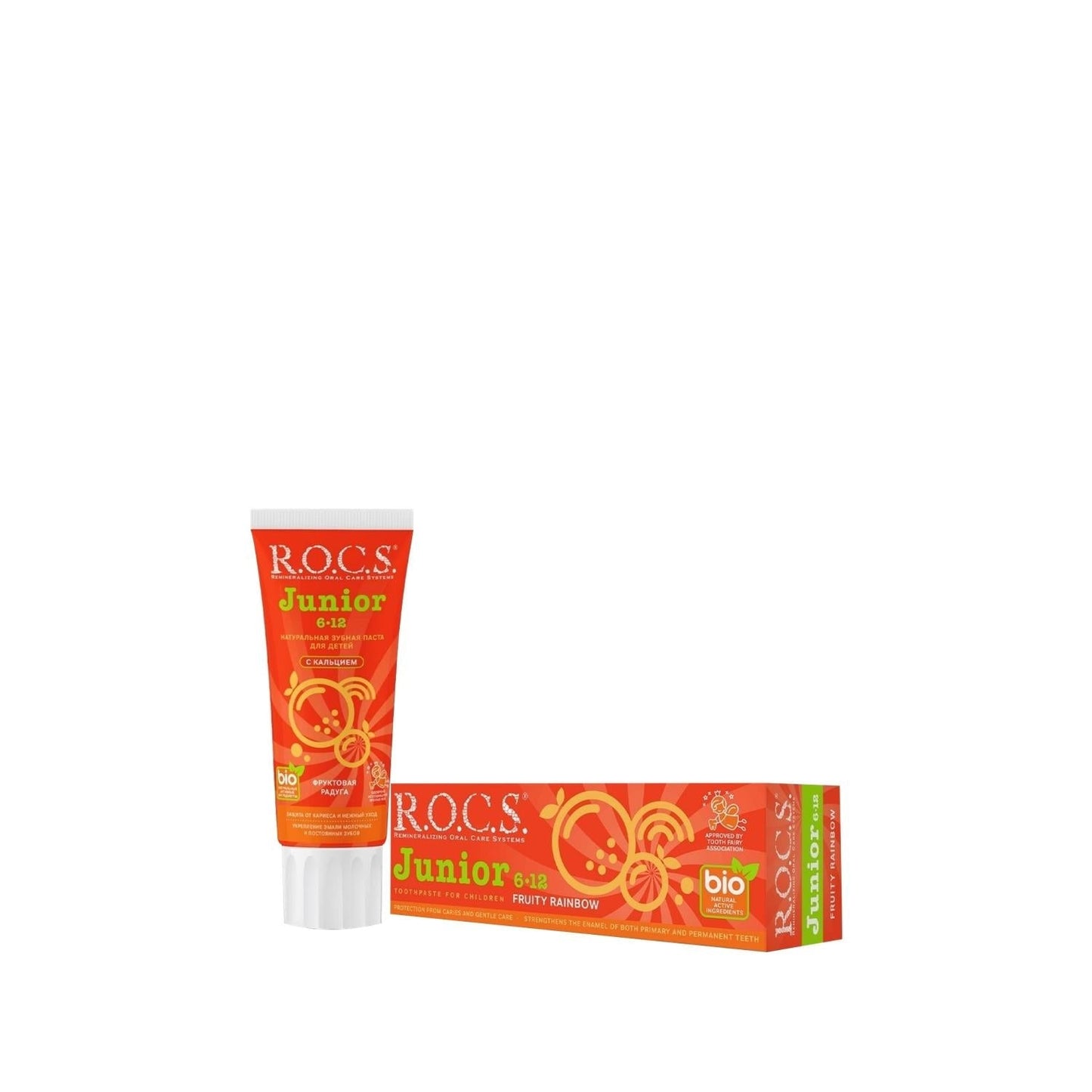 ROCS Junior Children's Toothpaste 60ml - Natural & Fruit-Flavored for Kids Aged 6-12