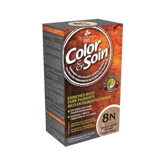 Color&Soin Natural 8N Wheat Germ Blond Hair Dye - Ammonia-Free, Plant-Based Hair Coloring
