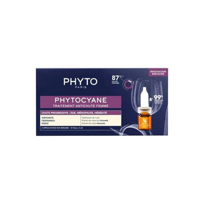 Phyto Phytocyane Anti-Hair Loss Treatment For Women - 12 x 5ml Single-Use Doses, Promotes Hair Health & Reduces Thinning