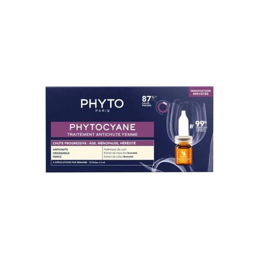 Phyto Phytocyane Anti-Hair Loss Treatment For Women - 12 x 5ml Single-Use Doses, Promotes Hair Health & Reduces Thinning