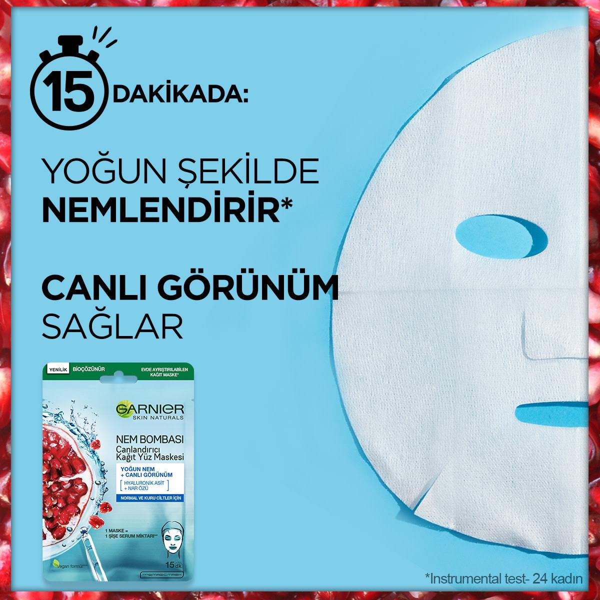 Garnier Moisturizing Face Mask with Pomegranate Extract & Hyaluronic Acid for Normal to Dry Skin - Intensive Hydration & Radiant Skin