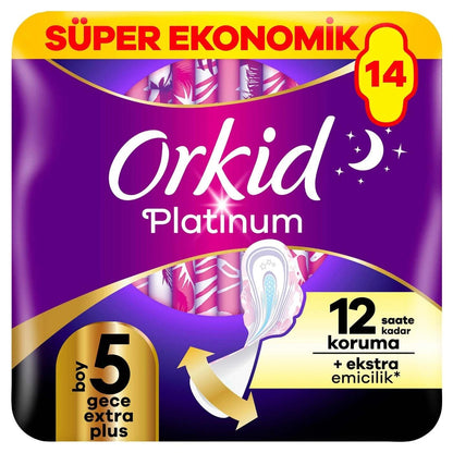 Orkid Platinum Night Extra Plus Sanitary Pads 14 Count