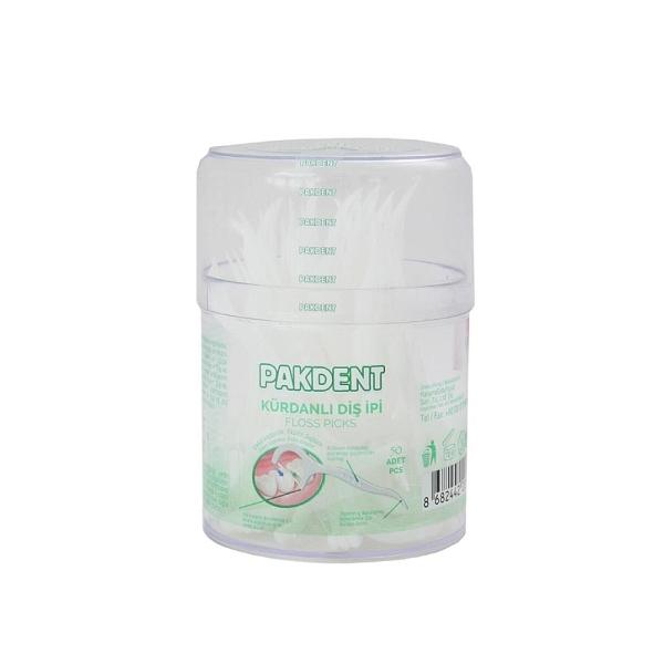 Pakdent Dental Floss Picks with Toothpick End 50 Count
